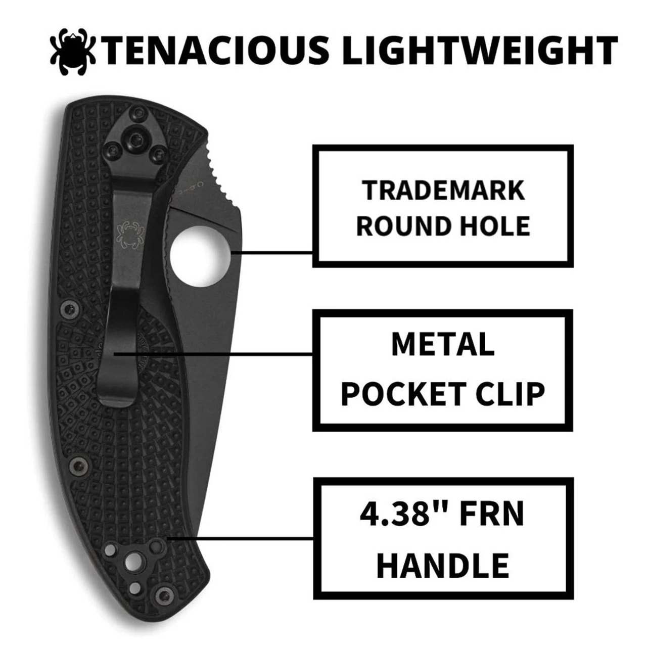 SPYDERCO Tenacious Lightweight Black Blade Folding Knife (C122PSBBK) - Image 3