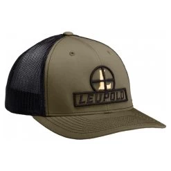 LEUPOLD L Optics Dark Green/White Flat Brim Trucker Hat (170585)