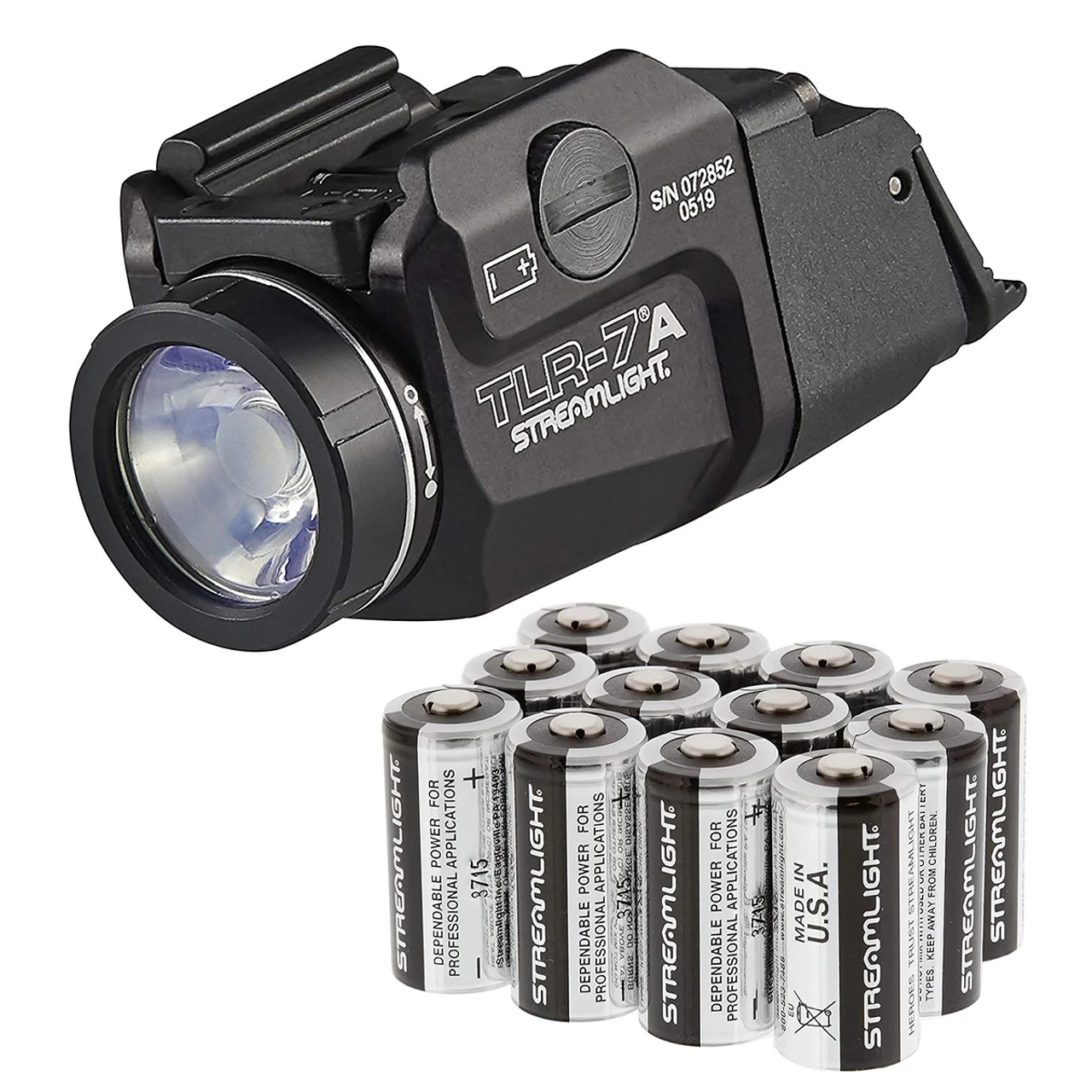 STREAMLIGHT TLR-7A Flex 500 Lumens Tactical Weapon Light With 12 Lithium Batteries (STR-69424-85177-BUNDLE)